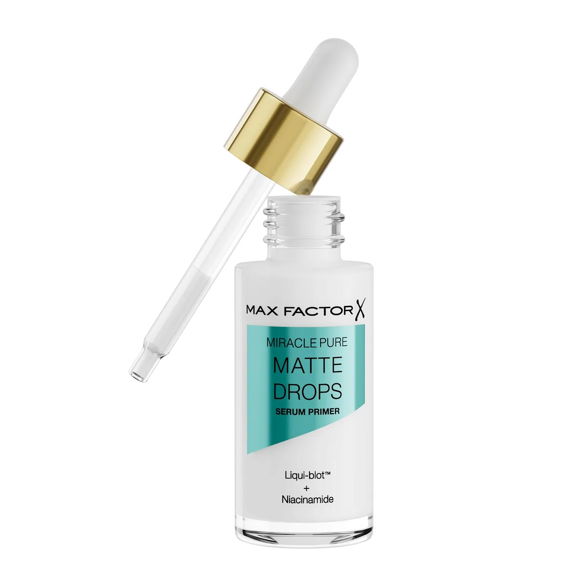 Max Factor Miracle Pure Matte Drops Siero Primer, opacizza, idrata e prepara, con Niacinamide e Centella Asiatica, uniforma il tono della pelle, lenisce e calma la pelle, 30ml