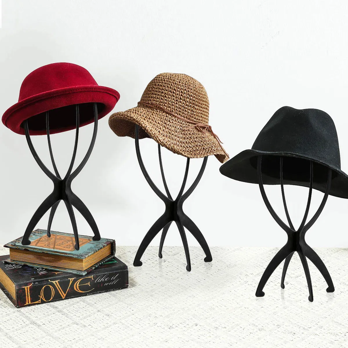 Czemo 6 pezzi Porta Parrucca Supporto Parrucca di Plastica Stabile Durevole Parrucca di Capelli Cappello Basamento Display