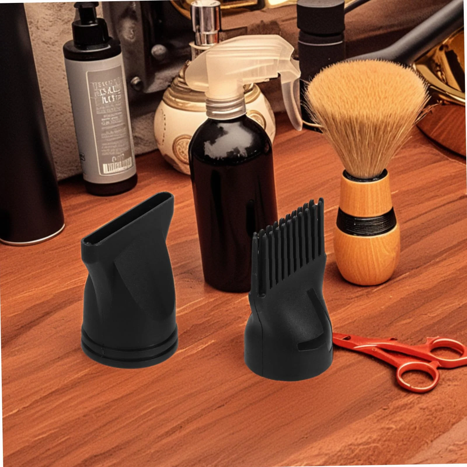 Accessorio Diffusore per Asciugacapelli Ugello Concentratore 2 Pezzi in Plastica Resistente Alta Temperatura Nero per Routine e Styling Chioma