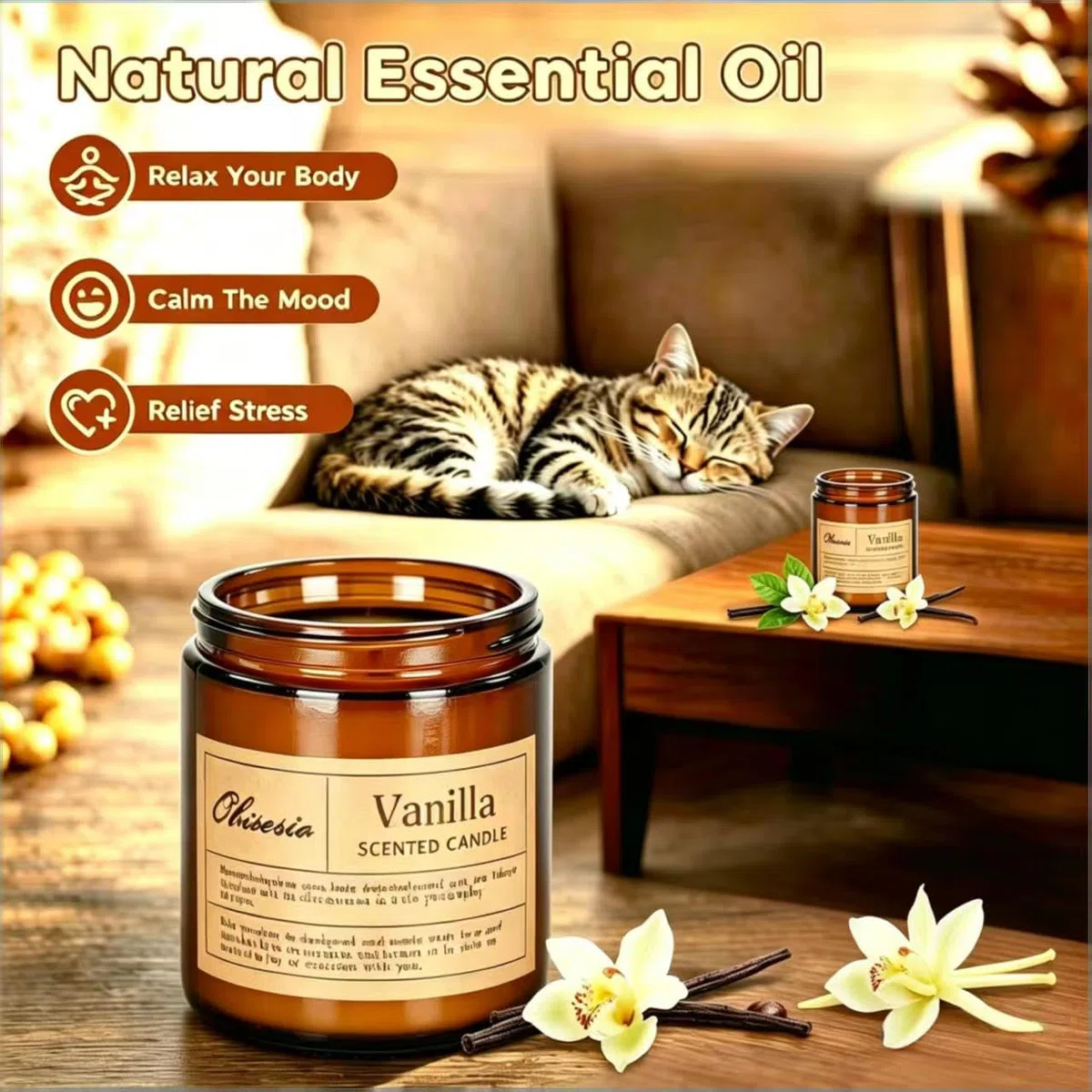 Candele 2 Pack, Candele per la casa profumata, Aromaterapia Candela Set regalo per le donne Cera di soia Lunga durata Ambra Jar Candeles regalo per Madre San Valentino (Vaniglia e Lavanda)
