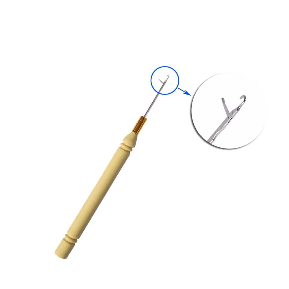 Set di strumenti di estensione dei capelli: pinze per l'estensione dei capelli, micro ago e micro anello in silicone (biondo)