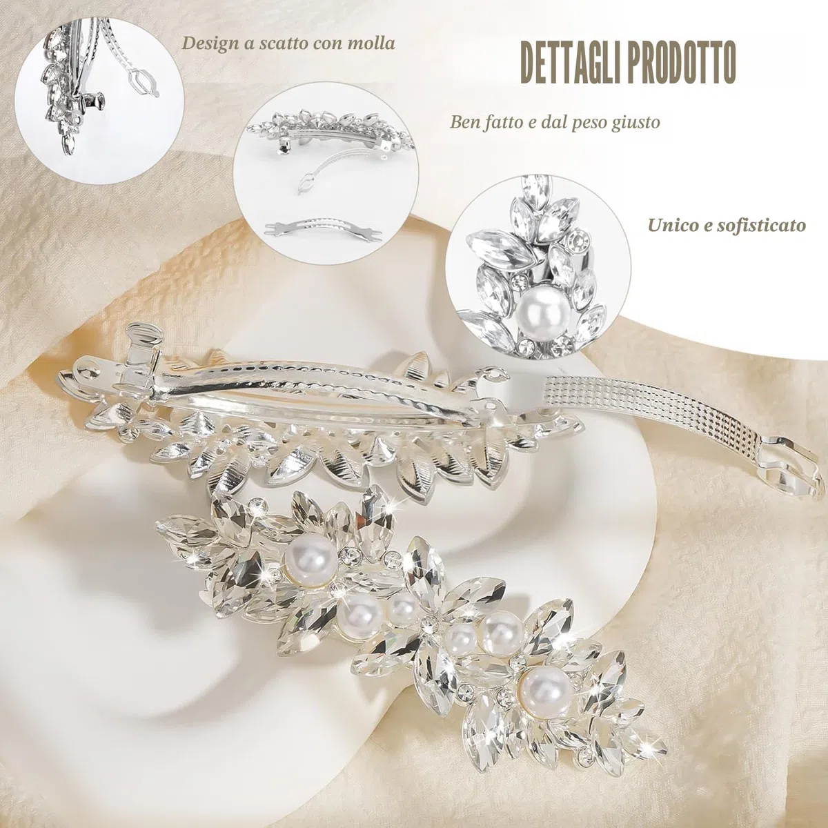 3 Pezzi Fermagli per Capelli Strass, Spille Decorative per Damigella d'Onore Fiore Copricapo Matrimonio Fermagli per Capelli Eleganti da Donna Accessori per Capelli Matrimonio