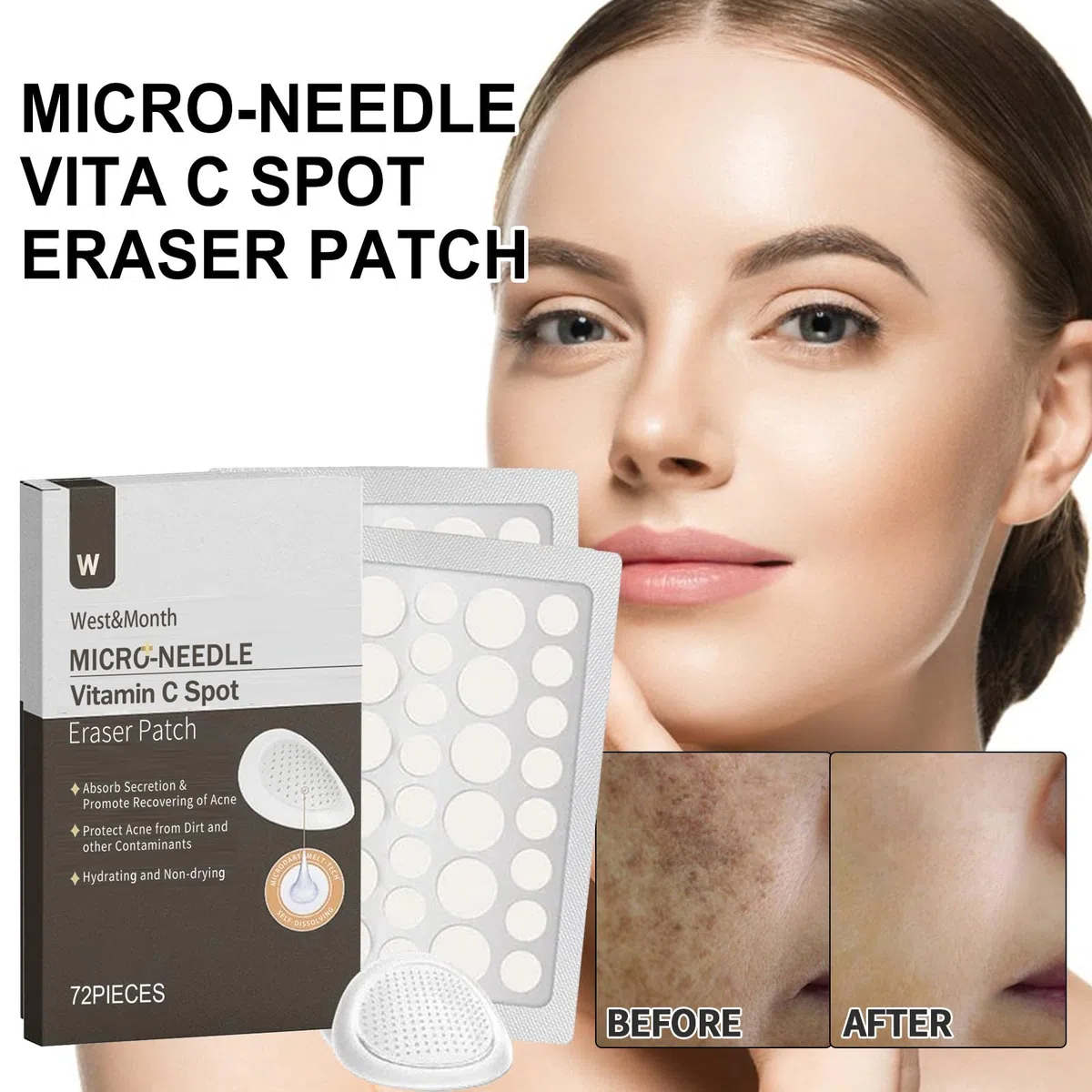 Patch per Cancellare Macchie di Vitamina C, Adesivi Idratanti per Rimuovere L', Restringere i Pori, Cerotti per la Cura della Pelle, Pelle Chiara e Chiara