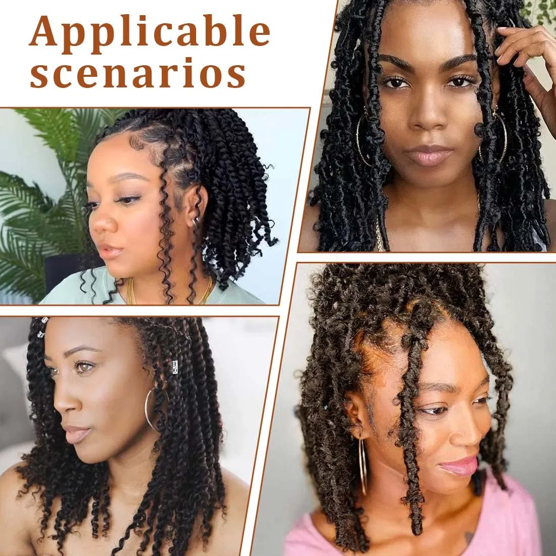4 Pezzis Capelli per Treccine AfricanePre-separate, Afro Kinky Curly Braiding Bulk Hair, Pre-gonfiate, Extension Capelli, Synthetic Hair Cuban Twist Hair