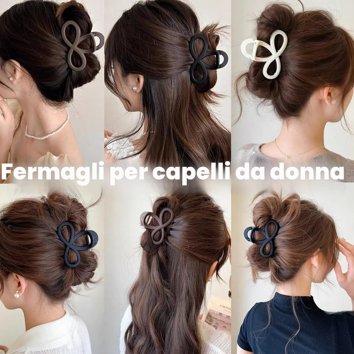 3 fermagli per capelli da donna, per capelli spessi e sottili, per ragazze e donne, accessori per capelli (nero, beige, marrone)