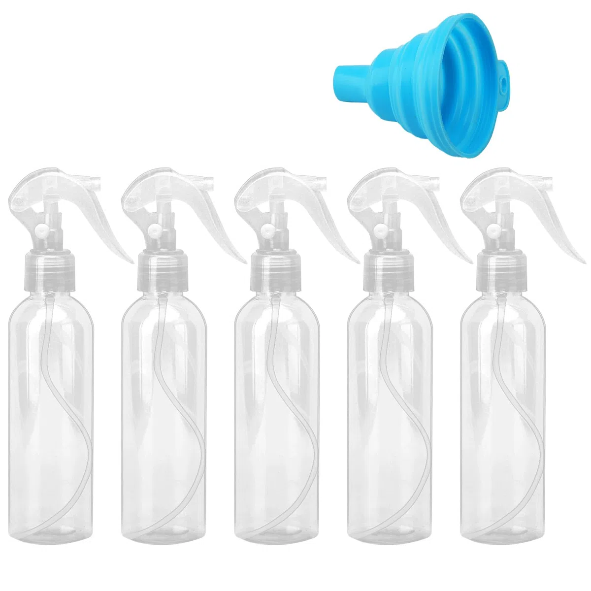 HENGBIRD 5 flaconi spray con imbuto pieghevole da 200 ml, in plastica, flacone spray per piante, flacone spray ricaricabile per capelli, pulizia, piante, cosmetici