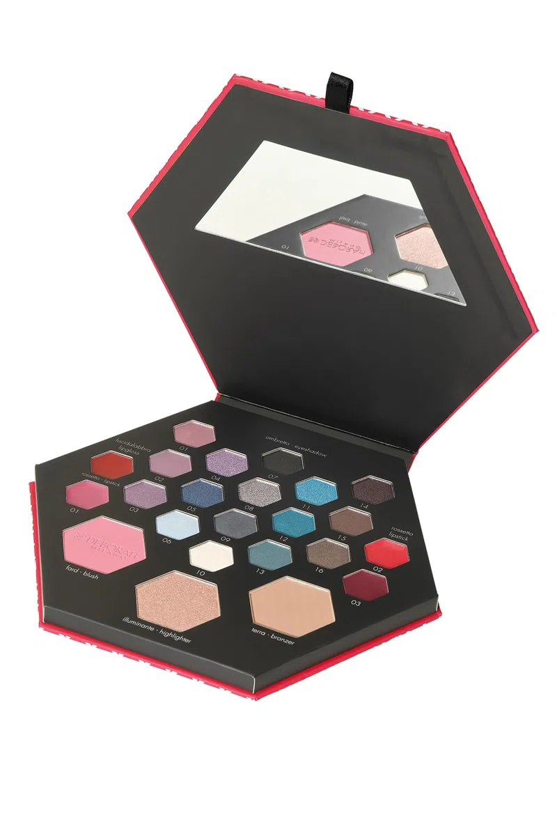 Deborah Milano - Trousse Set Regalo Donna Make Up Beauty Gift n.2 Small Toni Freddi, Include Palette di Ombretti, Gloss, Rossetti e Polveri Viso dai diversi Finish e Colori, in Carta FSC