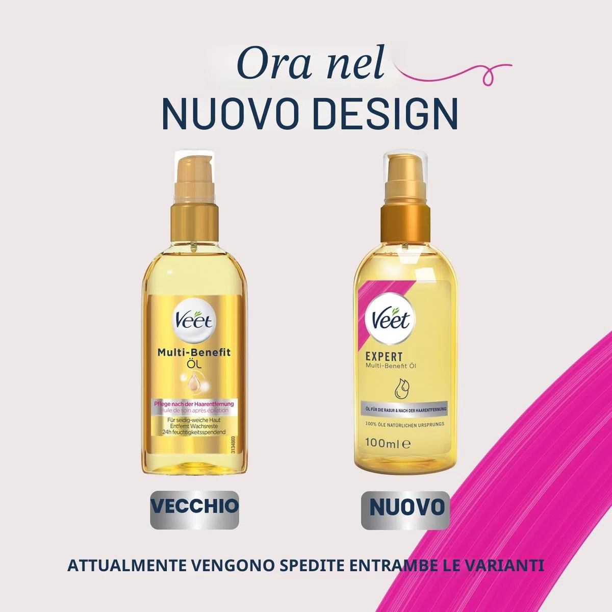 Veet Expert Multi-Benefit Olio - 100% di origine naturale con vitamine & Omega 3 - Olio per il corpo per la rasatura e la depilazione - Olio da barba idratante per corpo e viso, 100 ml