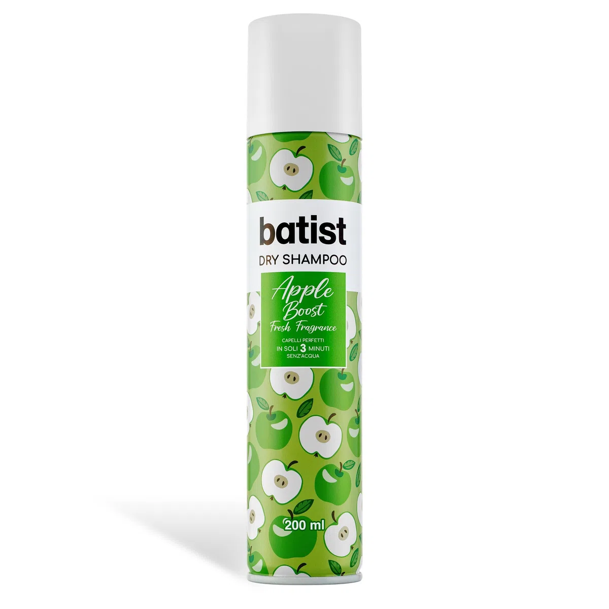Batist Shampoo Secco Apple Boost, Shampoo a secco con profumo fresco di mela verde, Shampoo secco profumato per acconciature e messe in piega, per tutti i tipi di capelli, 200 ml, Made in Italy