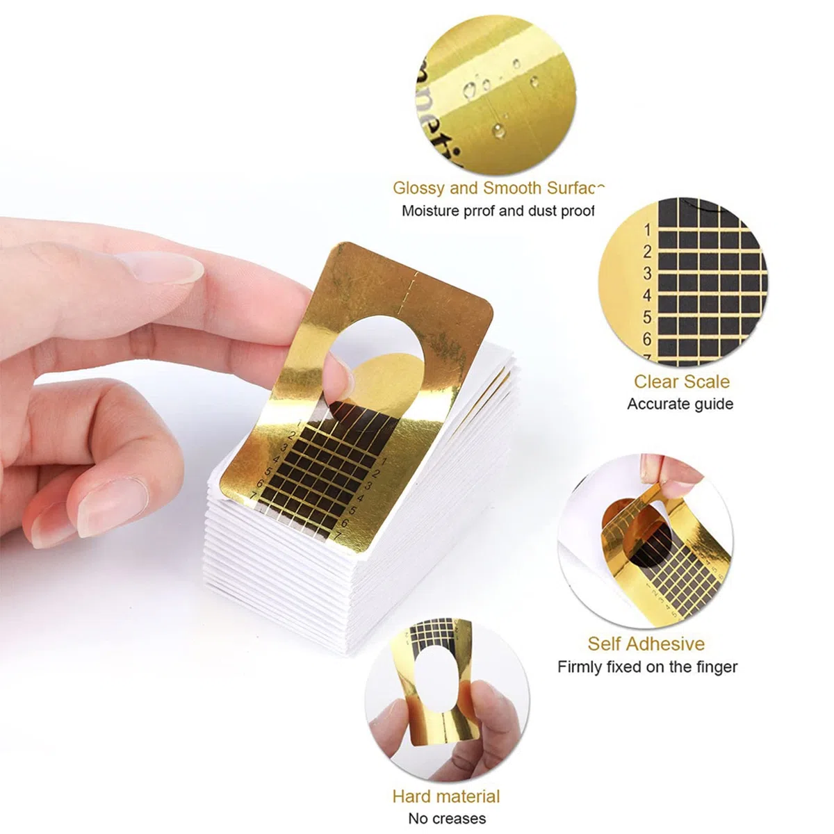 Rotolo Cartine Oro 144 Pezzi Nail Art ricostruzione,Sagome per unghie, Estensione model Cartine Forma delle unghie