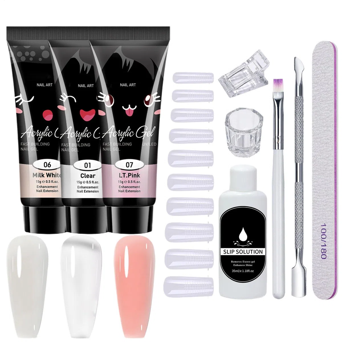 Kit per unghie gel di poli, gel e kit di estensione gel e unghie,Manicure gel di lampada UV portatile | Set di chiodi con tutto, set completo di policini di lunga durata, forniture per unghie a casa p