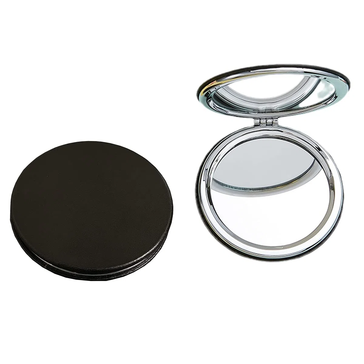 Zcooooool Specchio pieghevole rotondo 6,7 CM,per il trucco Specchio per il trucco professionale bifacciale(un lato ingrandito,l'altro normale) Specchio con superficie in Pu