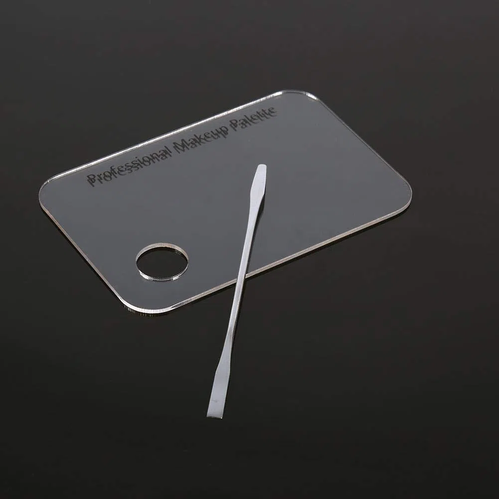 Palette di trucco Spatola trasparente acrilico Makeup Nail Art Cosmetic Mixing Palette & Stainless Spatula Tool Set, for Makeup/Nail Art