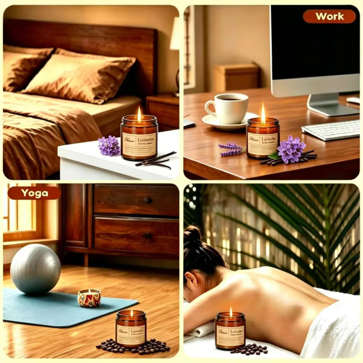 Candele 2 Pack, Candele per la casa profumata, Aromaterapia Candela Set regalo per le donne Cera di soia Lunga durata Ambra Jar Candeles regalo per Madre San Valentino (Vaniglia e Lavanda)