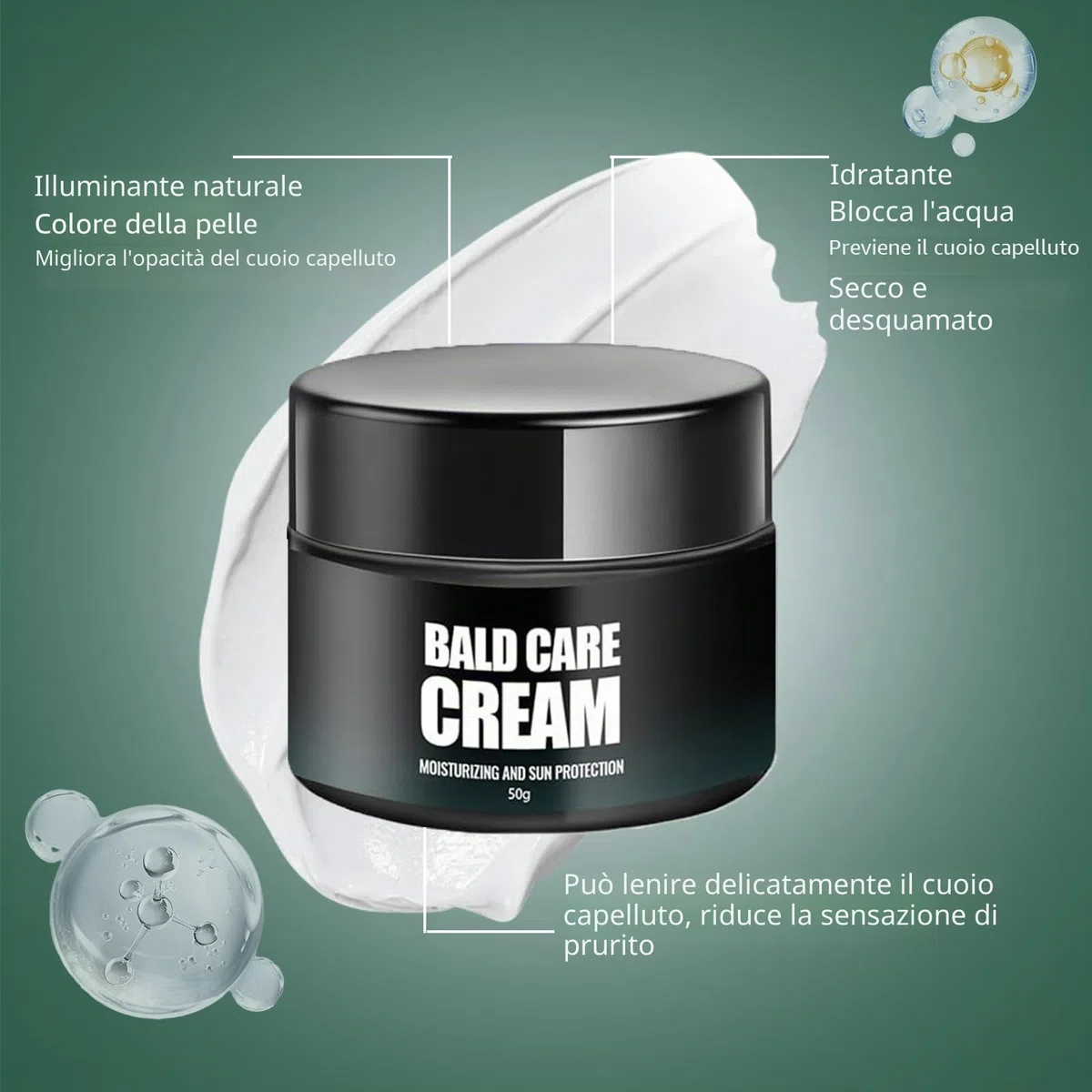Idratante per Testa Calva per Uomo,Crema del Cuoio Capelluto da Uomo,Dopo la Rasatura Idratante,Lenitivo e Nutriente,Previene la Secchezza del Cuoio Capelluto