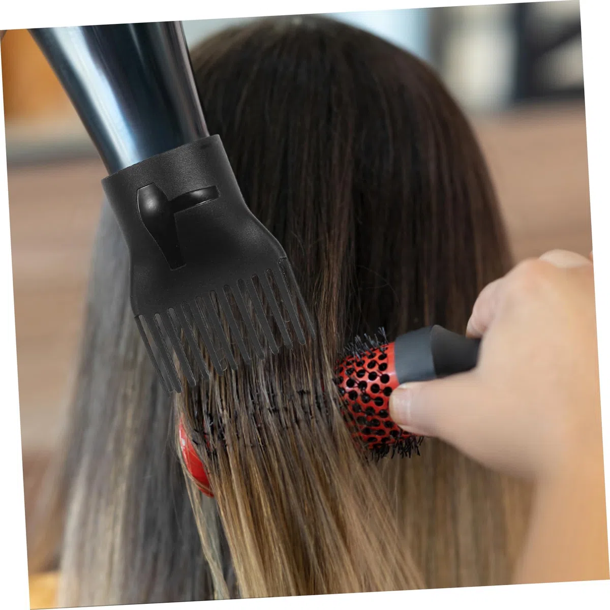 Accessorio Diffusore per Asciugacapelli Ugello Concentratore 2 Pezzi in Plastica Resistente Alta Temperatura Nero per Routine e Styling Chioma