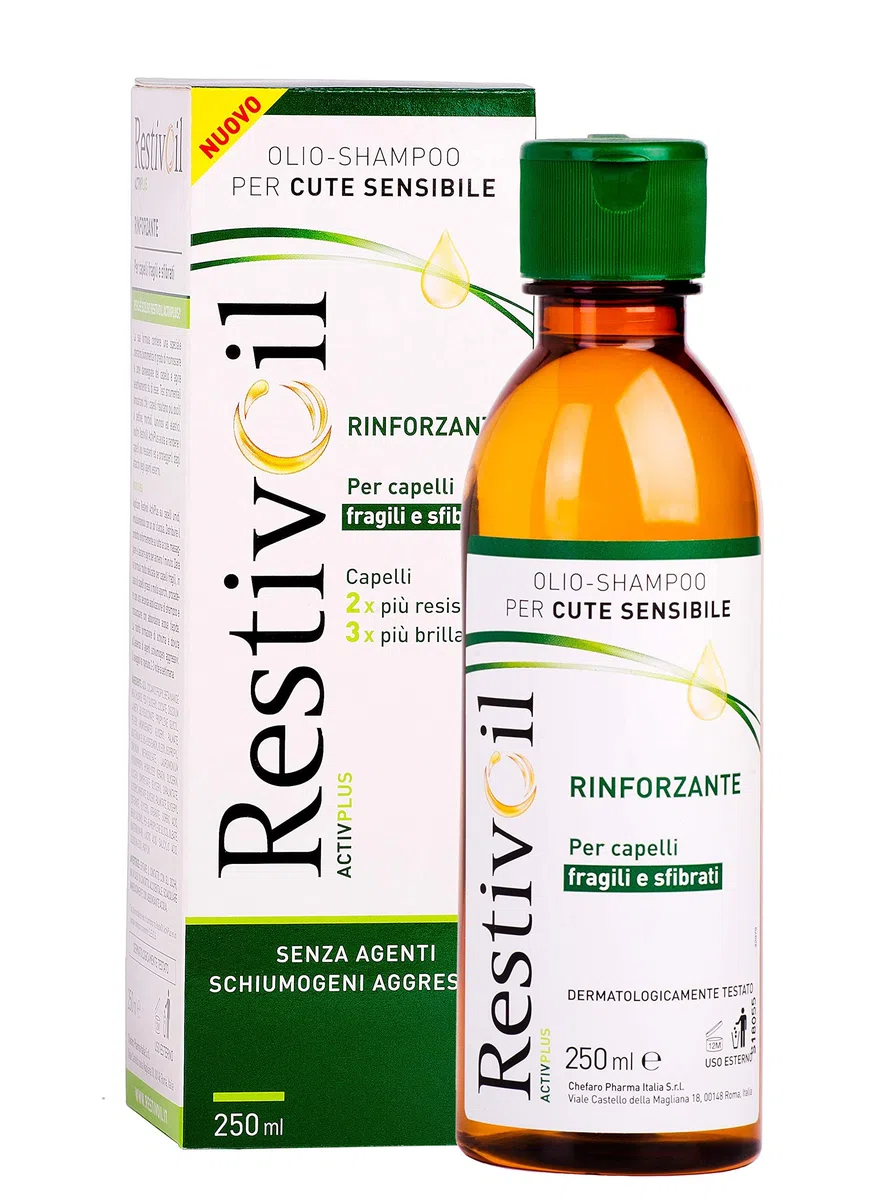 RestivOil Activplus Olio Shampoo rinforzante per capelli, fisiologico con azione ricostituente e riattivante, Senza Schiuma, per capelli fragili e sfibrati, 250 ml