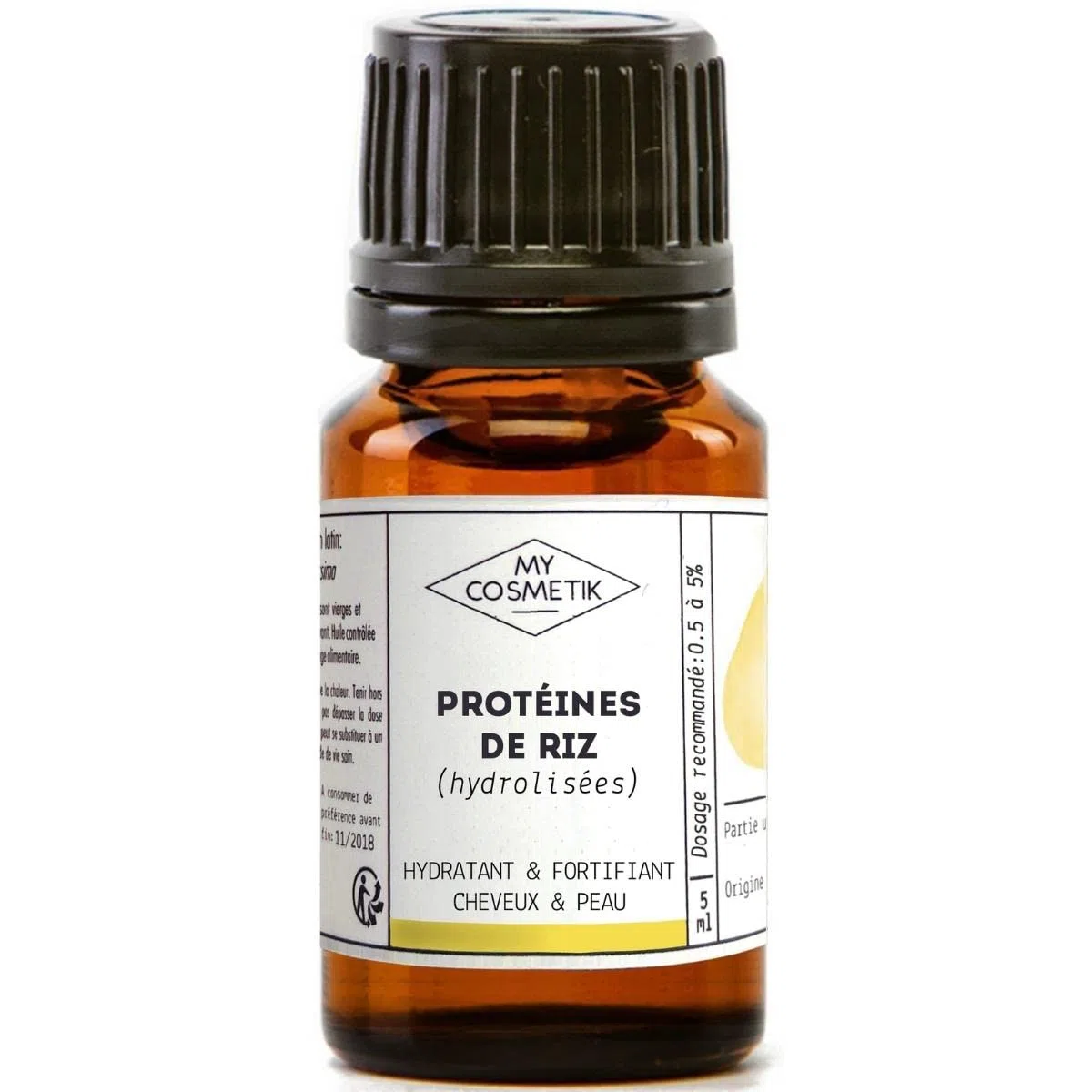 MY COSMETIK - Proteine di riso idrolizzate - Ingrediente attivo cosmetico idratante, emolliente e rinforzante per capelli e pelle - 100% vegetale - 30 ml