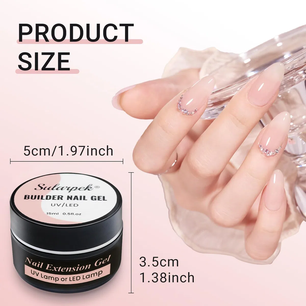 Sularpek Gel Ricostruzione Unghie, 2 * 15 ML Costruttore, Esente da HEMA e TPO Naturale Monofasico, per Passione Unghie, Allunga e Ripara (Milky Rose)