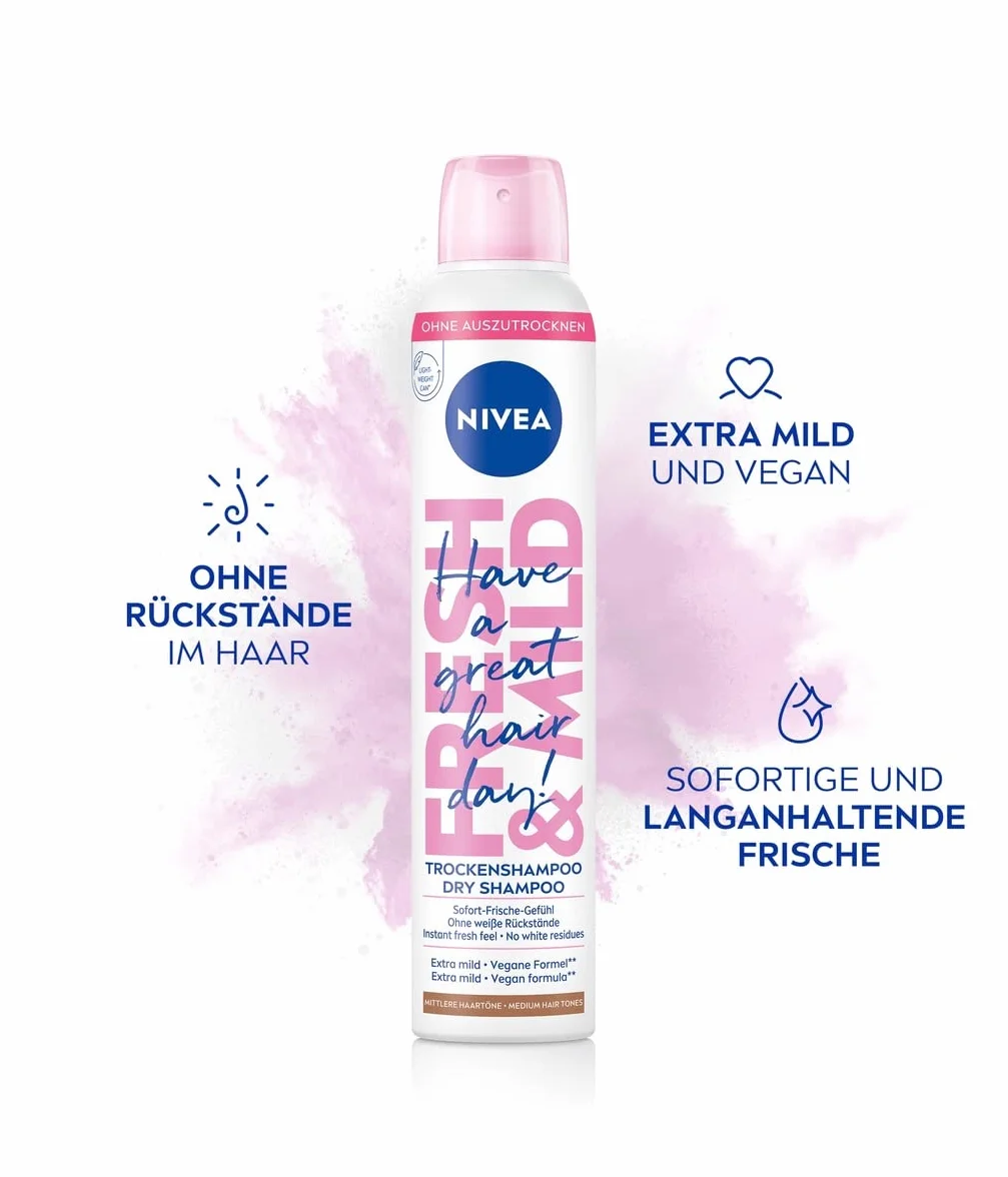 Nivea Shampoo secco fresco e delicato per capelli medi (200 ml), shampoo extra delicato secco con piacevole fragranza, shampoo per capelli secchi per una freschezza duratura