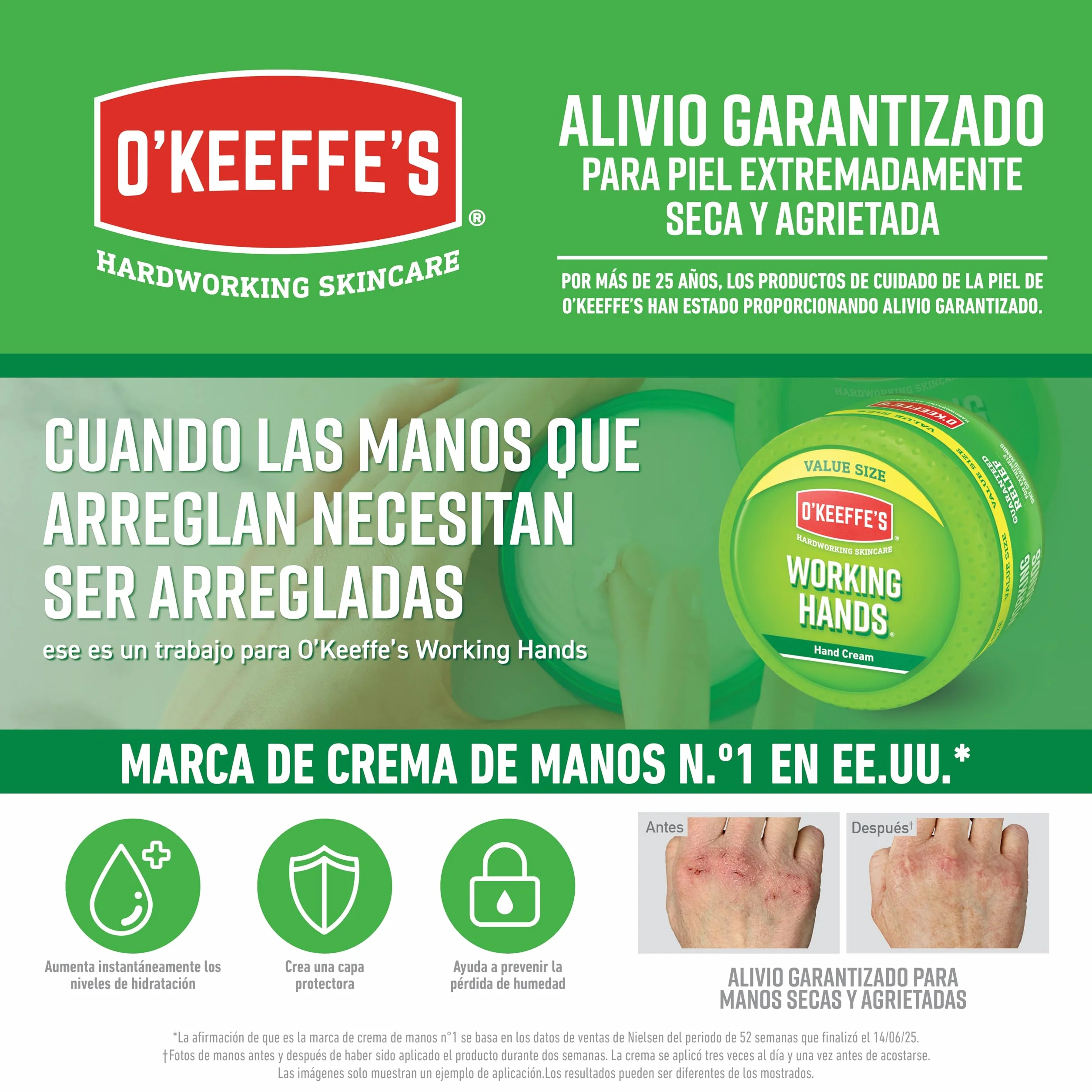 O'Keeffe's Working Hands - Crema para manos secas y agrietadas - 96g