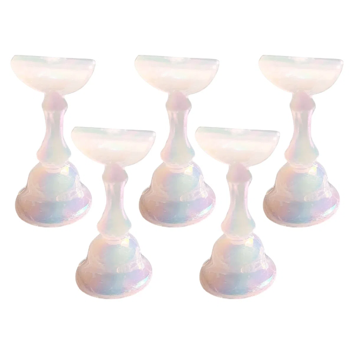 5pcs acrilico Nail Display Stand Nail Tip Practice Holder Magnetico Nail Practice Stand Unghie DIY Nail Art Stand per False Nail Tip Manicure Strumento Home Salon Uso Arcobaleno