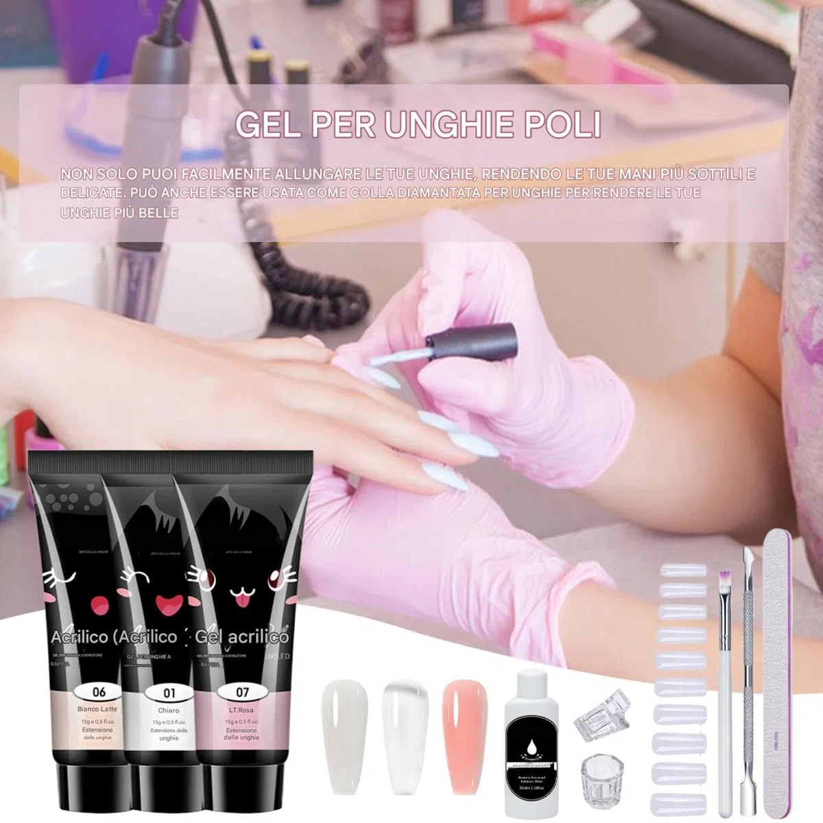 Kit per unghie gel di poli, gel e kit di estensione gel e unghie,Manicure gel di lampada UV portatile | Set di chiodi con tutto, set completo di policini di lunga durata, forniture per unghie a casa p