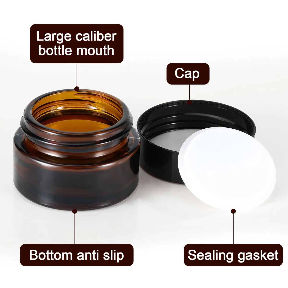 Litimkat 12 PCS Vasetti Vetro Ambrato, Barattoli per Crema, 20 ml/30 ml, Contenitori in Vetro Marrone, Contenitori Vuoti Ricaricabili, per Cosmetici, Creme, Lozioni, Oli Essenziali
