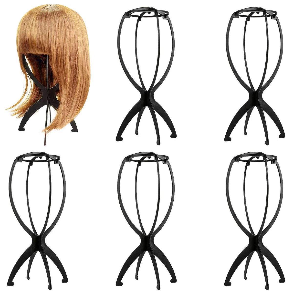 Czemo 6 pezzi Porta Parrucca Supporto Parrucca di Plastica Stabile Durevole Parrucca di Capelli Cappello Basamento Display
