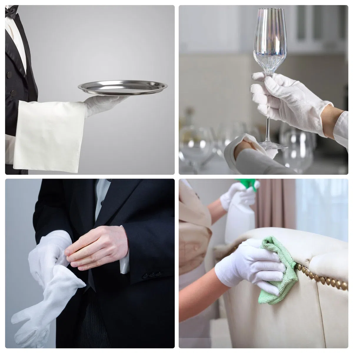 TNSLAND 24 pezzi (12 paia) guanti in cotone bianco per mani asciutte, idratanti, cosmetici, eczema, spa e monete, ispezione, handsc