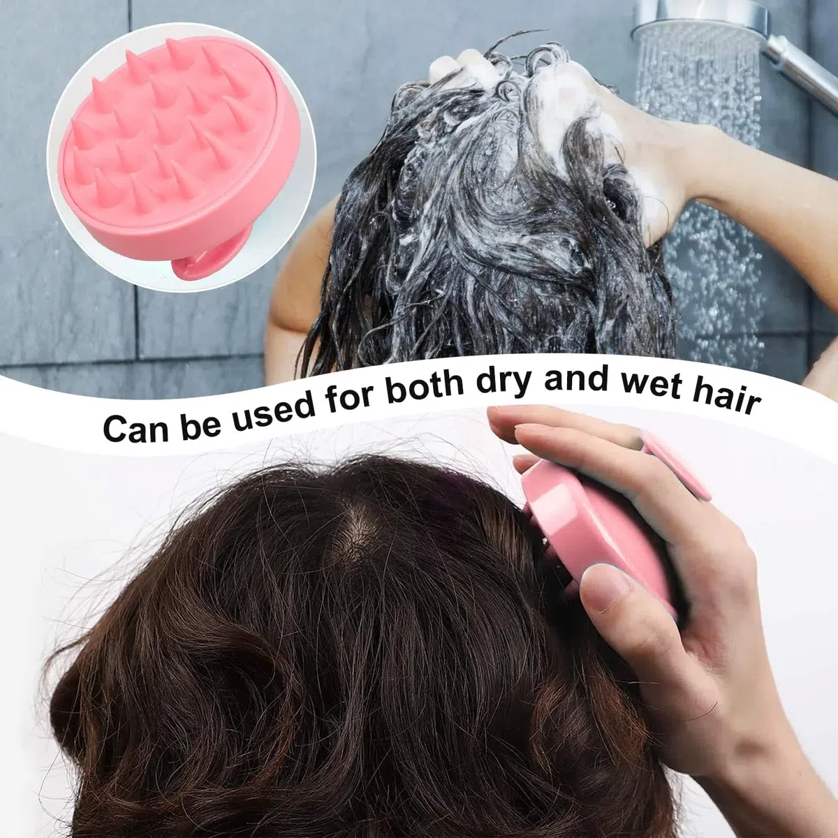 2 Pezzi Applicatore Olio Capelli,Massaggiatore Cuoio Capelluto + Applicatore Tintura,Flacone a Pettine per Radici,Spazzola Massaggio Cuoio Capelluto per La Casa,Salone per Capelli(Rosa)