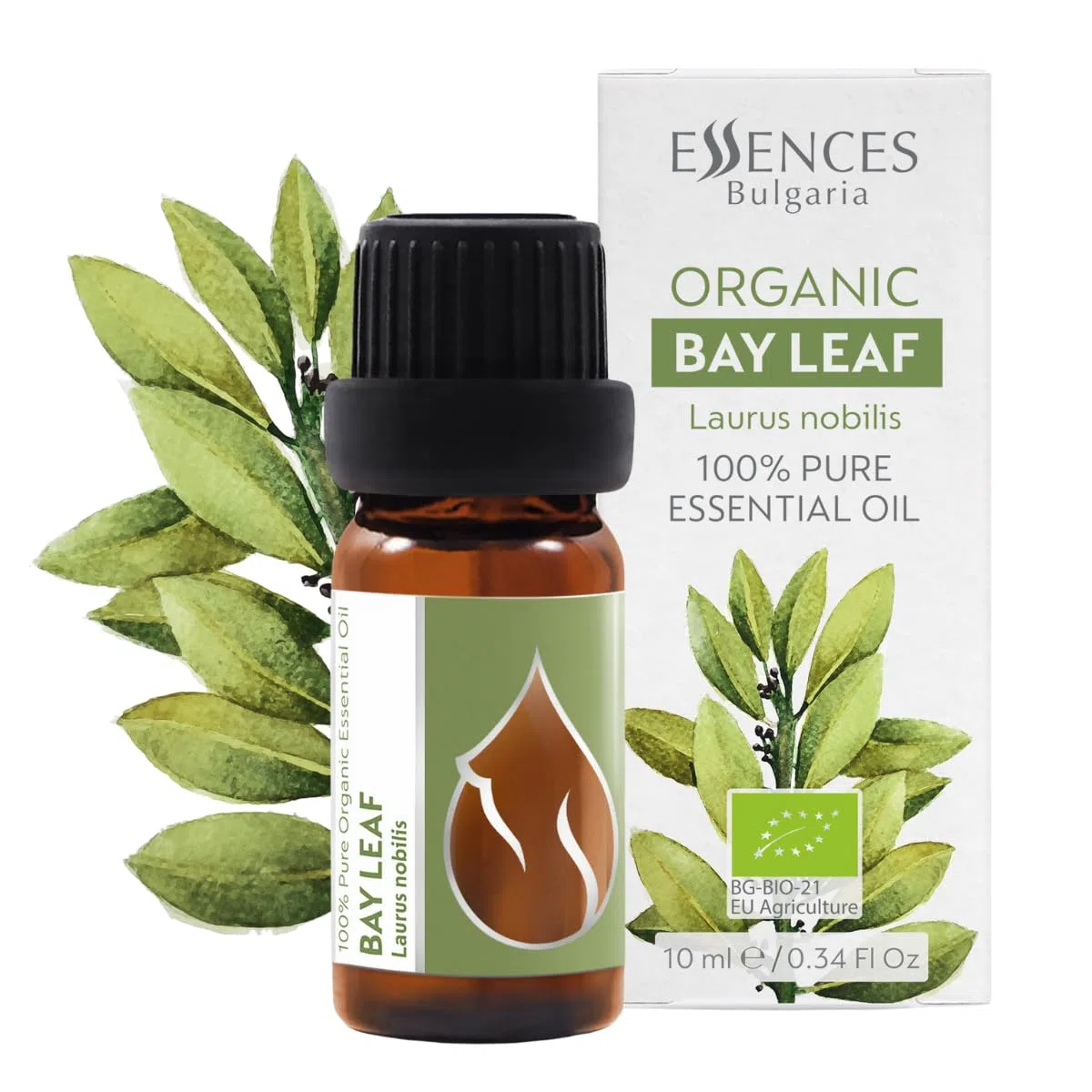 Essences Bulgaria Olio Essenziale di Alloro Biologico 10 ml | Laurus nobilis | 100% Puro e Naturale | Non Diluito | Grado Terapeutico | Fattoria a Conduzione Familiare | Distillato a Vapore | Non OGM
