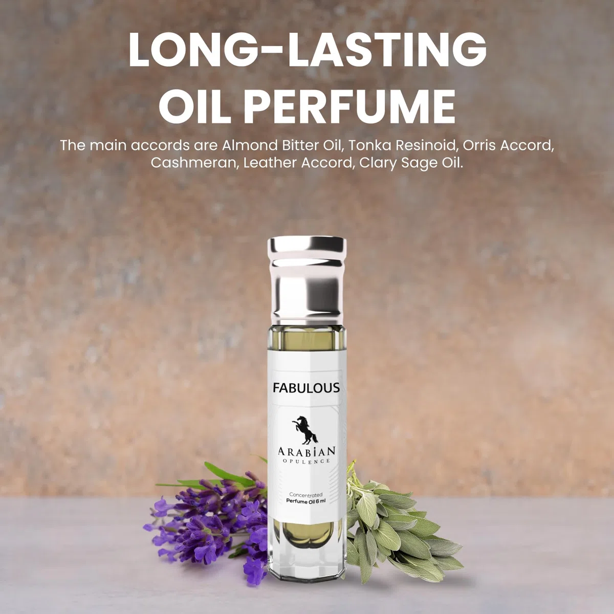 FR114 FABULOUS olio profumato unisex. Flacone roll-on da 6 ml. Opulenza araba. Aromatico/cuoio/mandorla/dolce/balsamico/floreale
