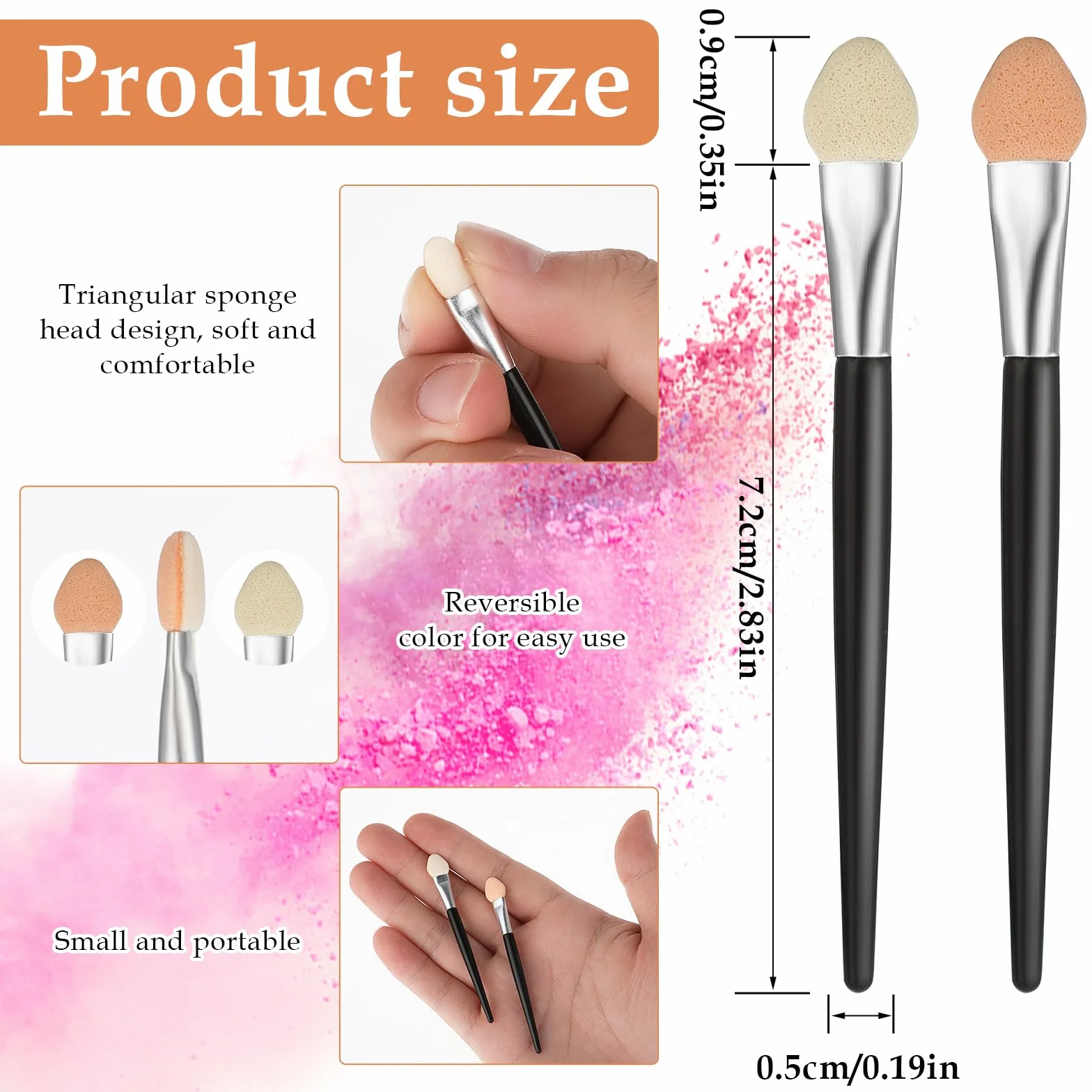 30applicatori per ombretto,pennello in spugna per ombretto,applicatore per trucco,applicatore in schiuma riutilizzabile da 7,5 cm/7,5 cm,set di pennelli per l'applicazione di ombretti,lavabili