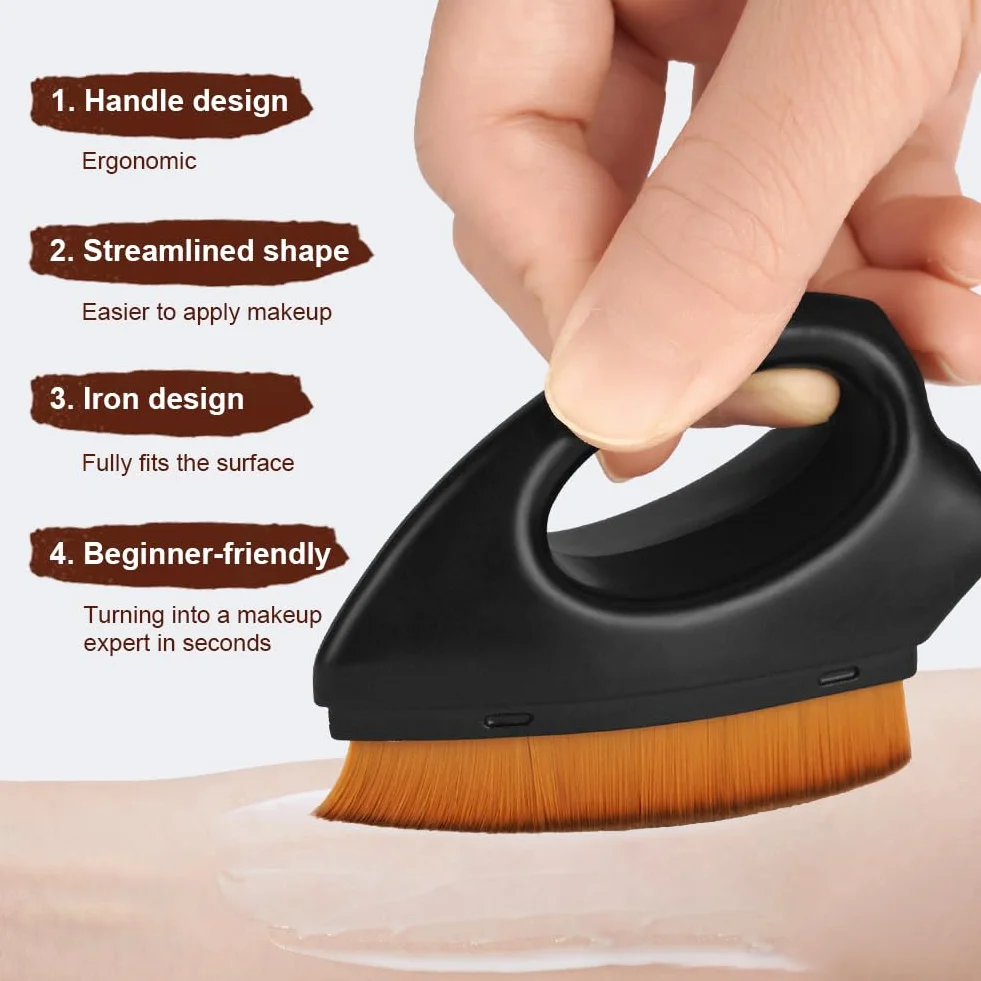 LOPHE Pennello Abbronzante, Spazzola Abbronzante Leggero e Morbido, Pennello per Trucco con Maniglia e Scatola, per Corpo e Gambe Pennello Abbronzante, Crema Viso, Primer, Cosmetici in Crema(Nero)