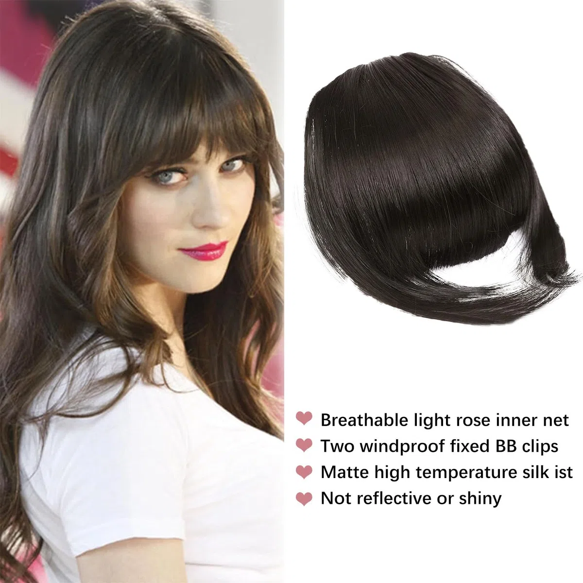 Frangia Finta Capelli Veri,Frangia Clip Capelli Veri,Frangia Finta,Frontale Frangia Posticci,Parrucca Con Frangia,Clip In Frangia,Capelli Frangia,Per Capelli Estensioni,nero,1 pezzo