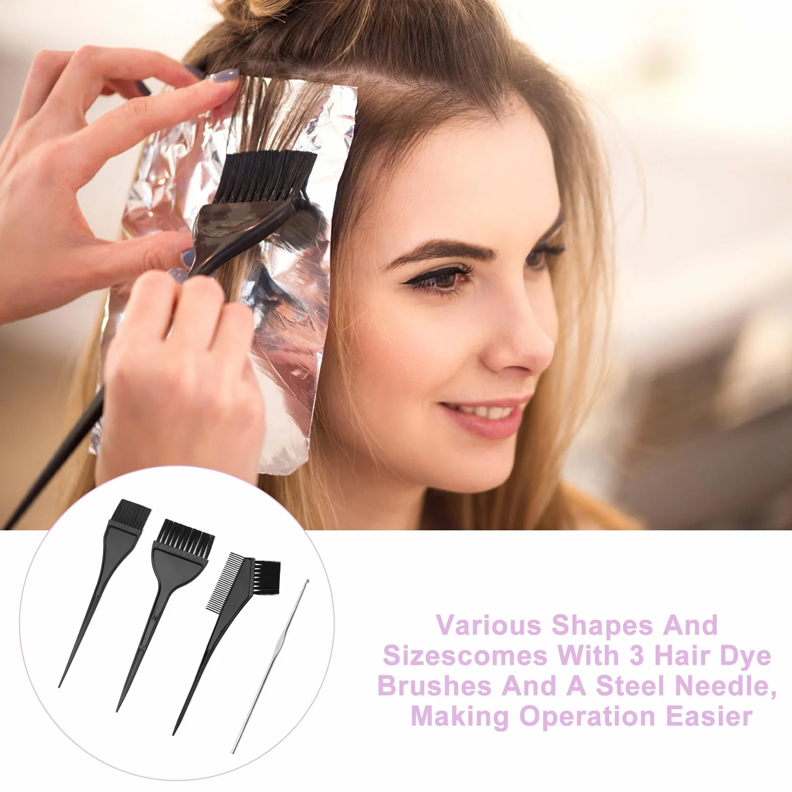 APOMOONS Cuffia per Meches Con ago in acciaio e Pennello Tinta Capelli, Cuffia Meches per la Tintura fai da te dei Capelli, Donne, Uomini e Ragazze alla Moda