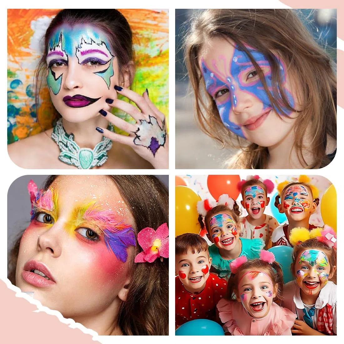 Pittura Viso e Corpo 15 Colori - Naturale e Sicuro, Ideale per Feste, Halloween e Trucco Cosplay Carnevale