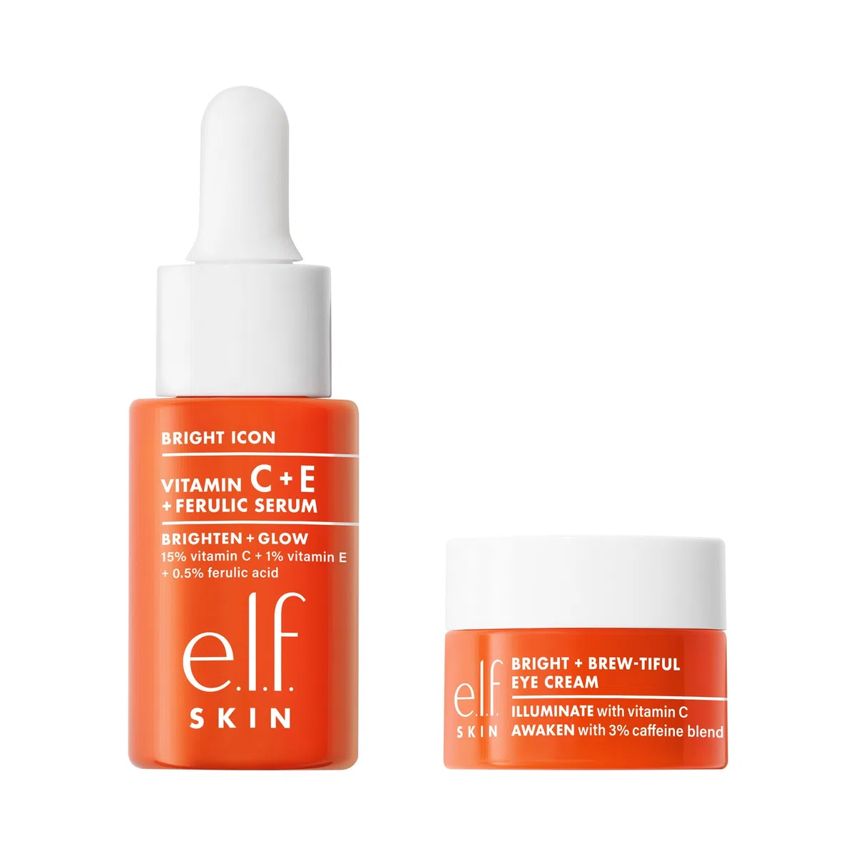 Brightest Besties Duo di e.l.f. SKIN, set skincare da viaggio, siero viso illuminante e crema occhi alla vitamina C, illumina, decongestiona e uniforma il colorito, vegano e non testato sugli animali