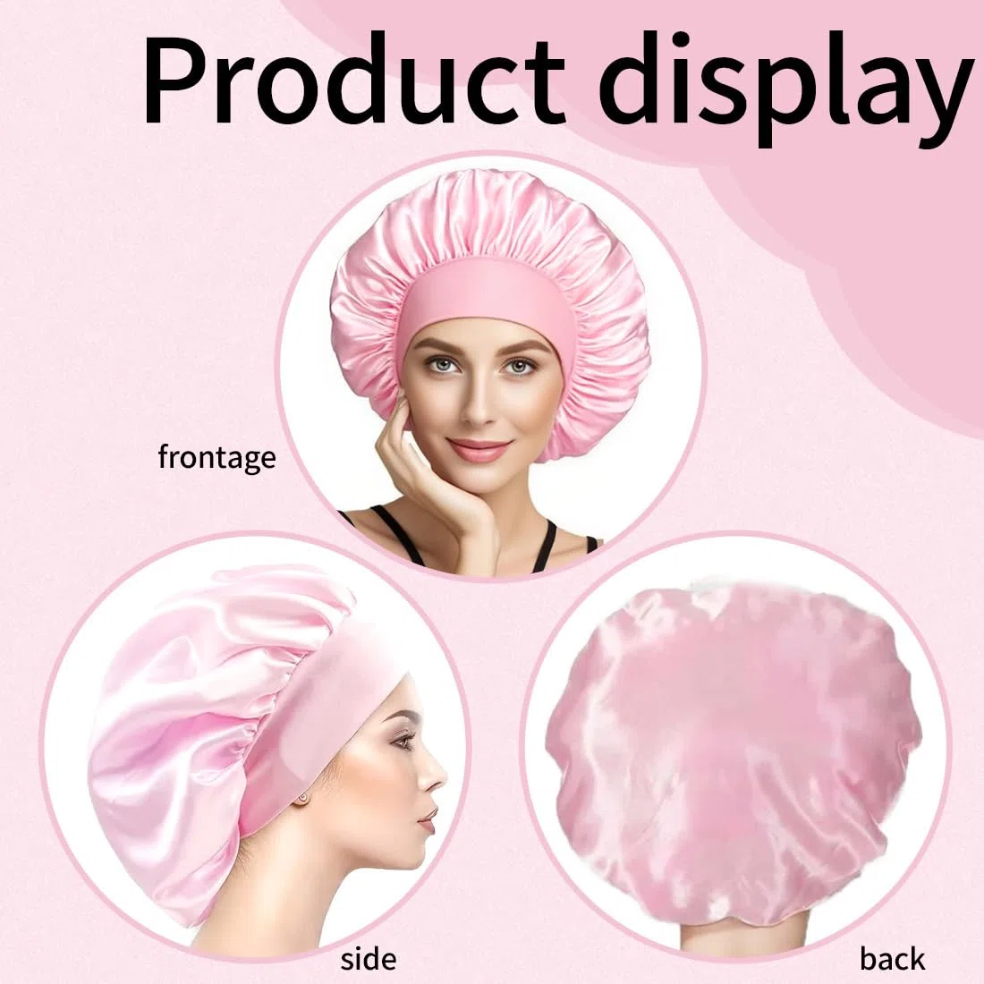 Cuffia Seta Capelli Ricci, 2 PCS Silk Bonnet,Berretto da Notte Raso Elastico per Dormire Cappello da Notte per Donna Berretto da Notte Raso per Donna Ragazza