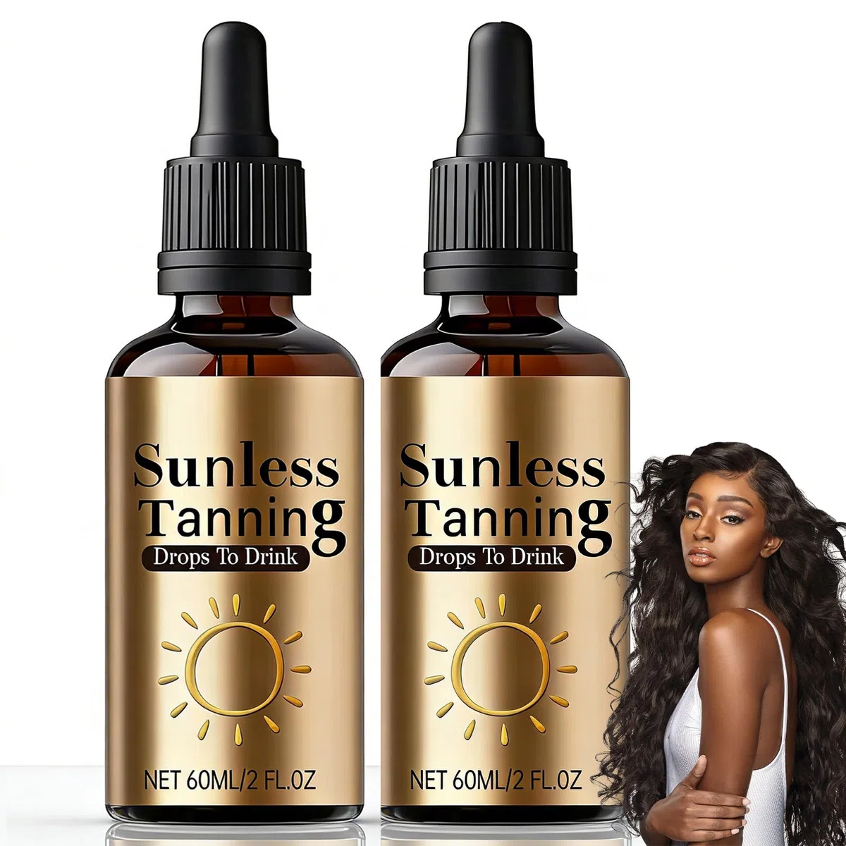 2 Pezzi Gocce Autoabbronzanti Viso, Gocce Abbronzanti Sunless per Stimola Produzione Naturale di Melanina, Miglioramento Duraturo Tono Della Pelle
