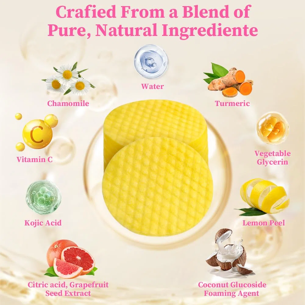 LOPEH Turmeric Kojic Acid Cleansing Pads, Tamponi Detergenti Alla Curcuma 40 Pezzi, Turmeric Pads per Pulizia del Viso, Exfoliating Cleansing Pads Adatto a Tutti i Tipi di Pelle