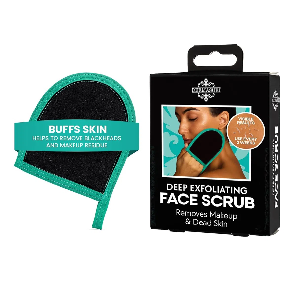 Dermasuri Scrub Viso Esfoliante Profondo - Guanto Esfoliante Coreano per Doccia e Uso a Secco - Esfoliante Viso - Rimuove Cellule Morte e Secchezza - Regalo per Donna e Uomo - 1 Pezzo