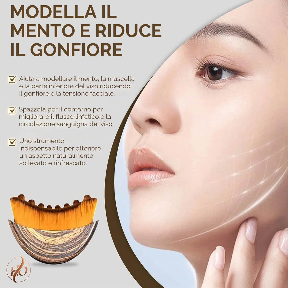 Spazzola per il Viso Linfatico, Pennello per il Contorno Linfatico, 2 Pezzi, Extra Morbido, Sintetico, COSMMETICO