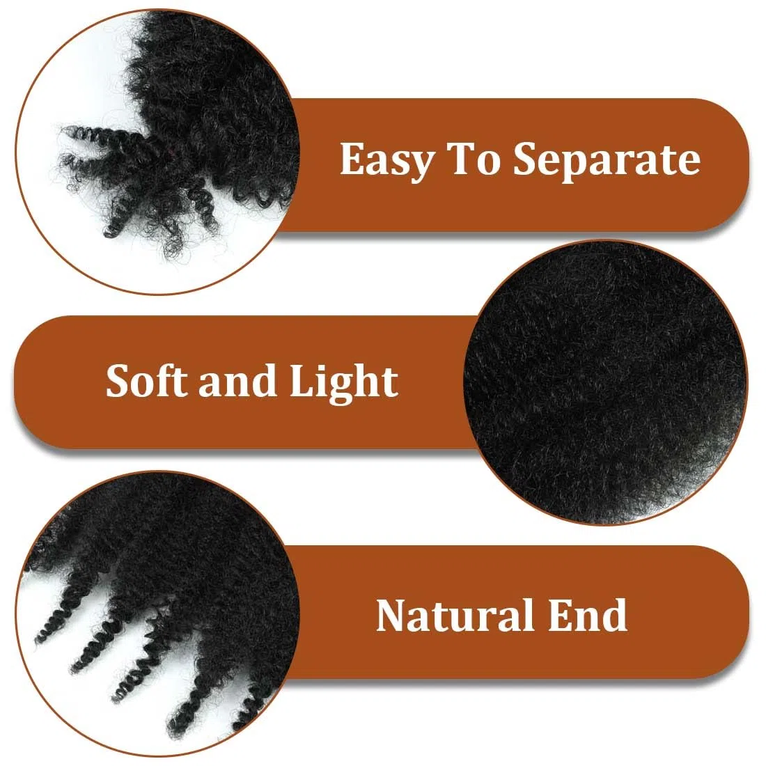 4 Pezzis Capelli per Treccine AfricanePre-separate, Afro Kinky Curly Braiding Bulk Hair, Pre-gonfiate, Extension Capelli, Synthetic Hair Cuban Twist Hair