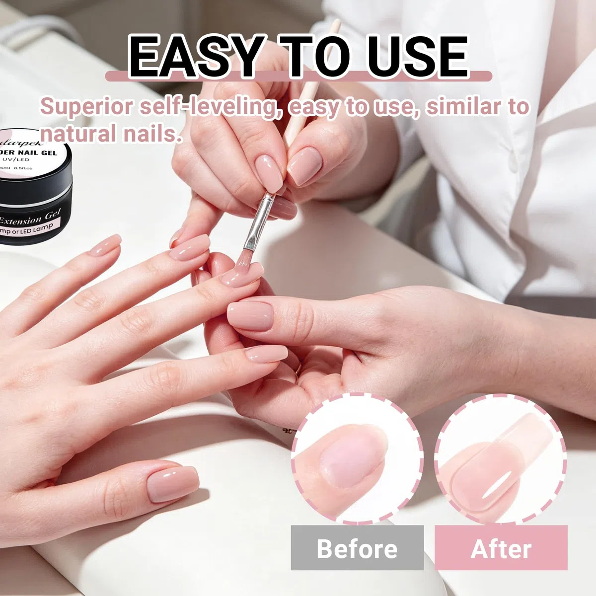 Sularpek 15 ml Gel Costruttore per Unghie, Gel Ricostruttore per Unghie, Gels per Riparazione Unghies, Riparazione, Rinforzo, Design per Nail Art (Nude)