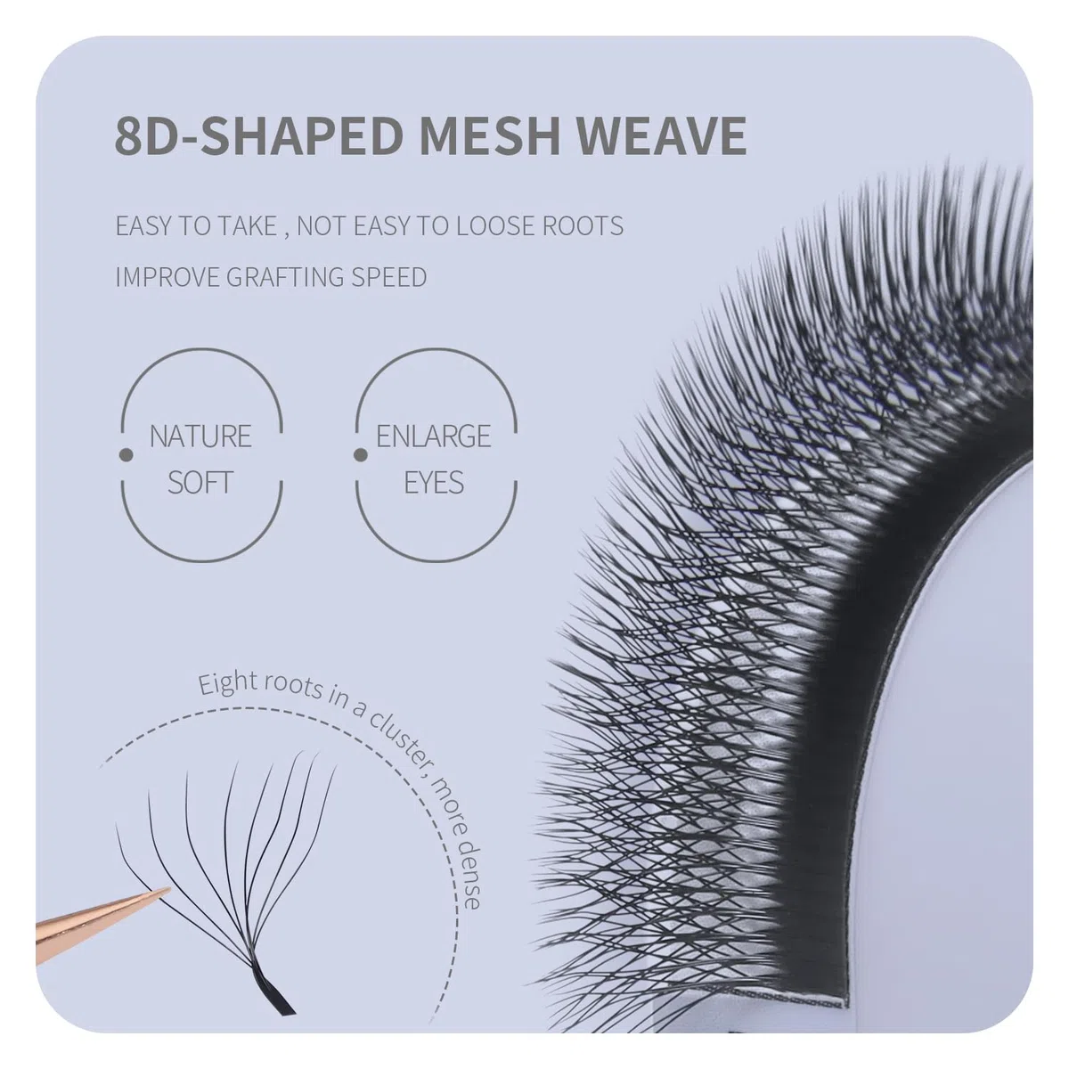 Extension Ciglia 8D W 8-15mm 0.07D Ventilatore Prefabbricato Ciglia 8d Lash Russian Volume Ciglia Ciuffetti Eyelash (0.07D 8D 8-15mm)