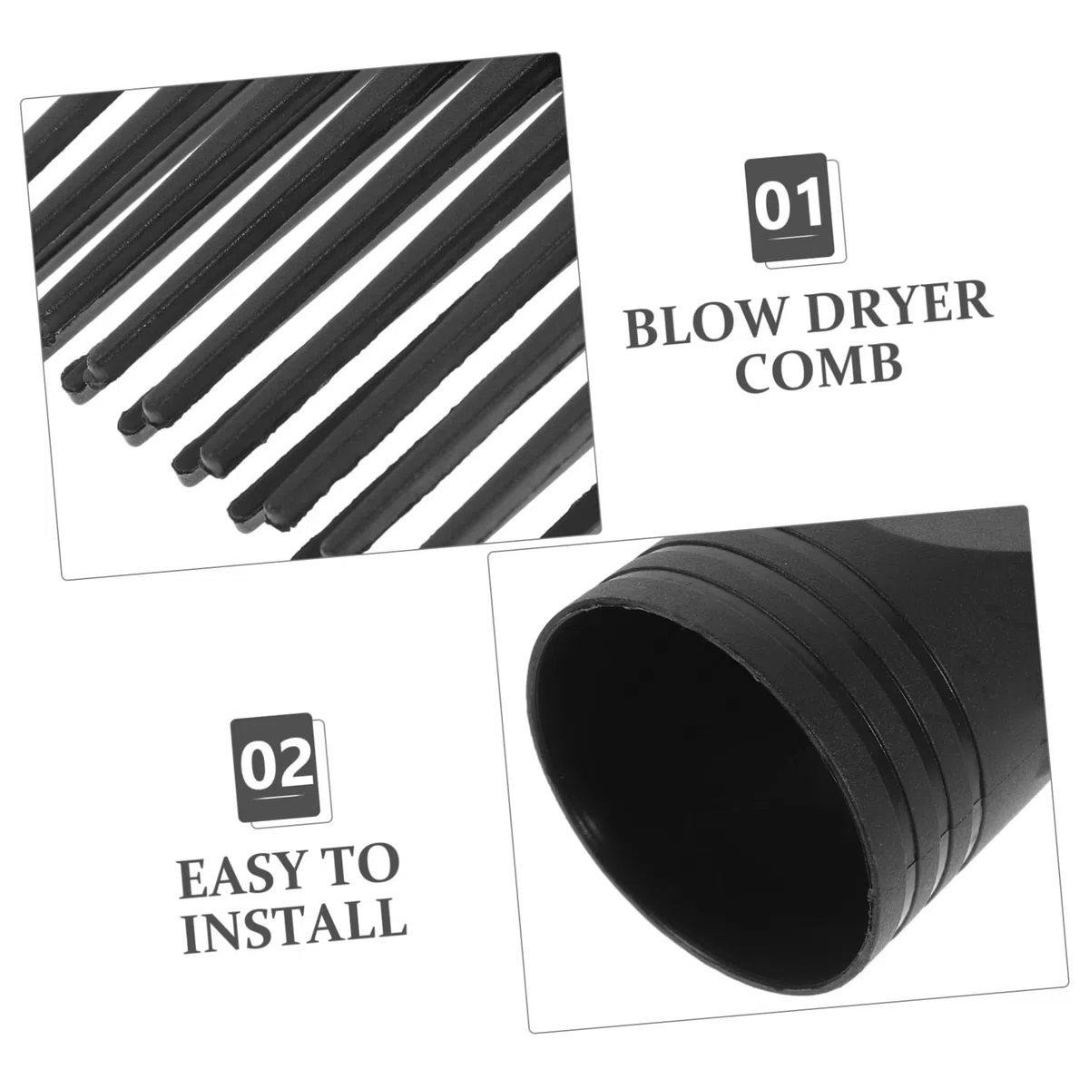 Spazzola per Phon Blow Dryer Brush in Plastico Nero, Accessorio Leggero da 2 Pezzi Asciuga Rapidamente senza Danneggiare i Chioma