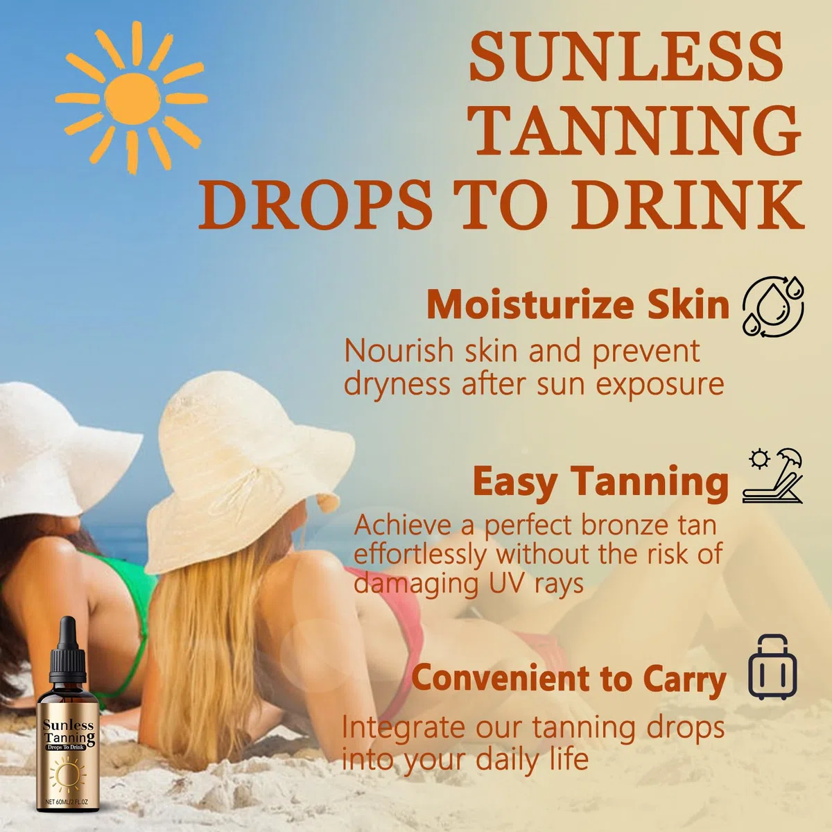 2 Pezzi Gocce Autoabbronzanti Viso, Gocce Abbronzanti Sunless per Stimola Produzione Naturale di Melanina, Miglioramento Duraturo Tono Della Pelle