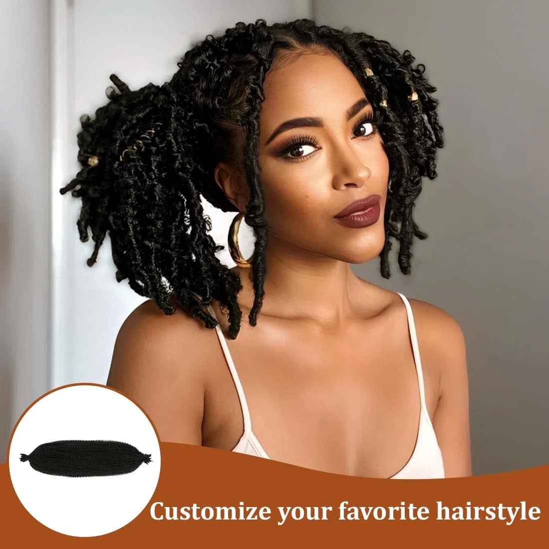 4 Pezzis Capelli per Treccine AfricanePre-separate, Afro Kinky Curly Braiding Bulk Hair, Pre-gonfiate, Extension Capelli, Synthetic Hair Cuban Twist Hair